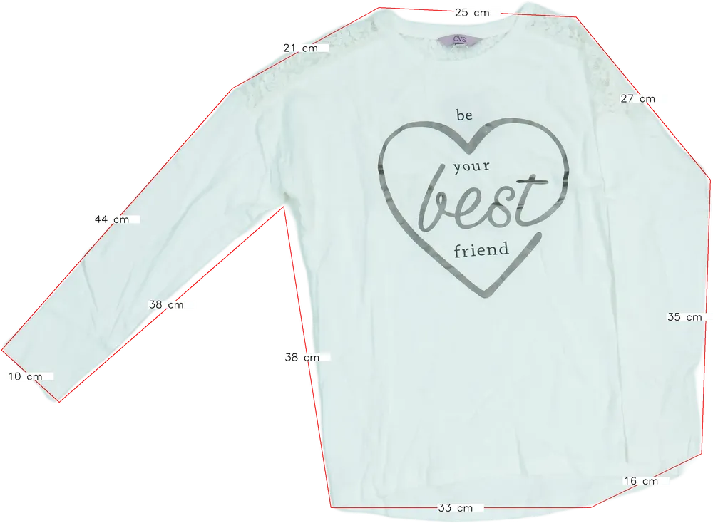 Fehér OVS Hosszú ujjú felső EU 158 / UK 13 év / US 14 év/XL