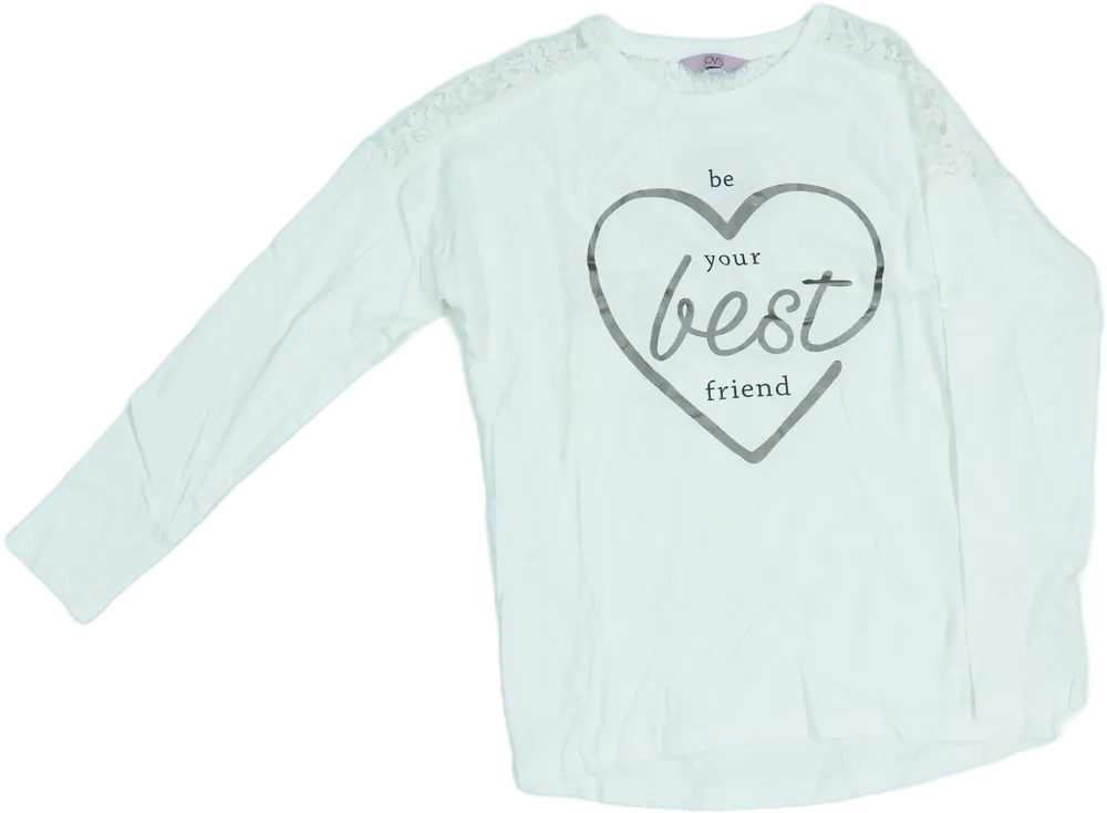 Fehér OVS Hosszú ujjú felső EU 158 / UK 13 év / US 14 év/XL