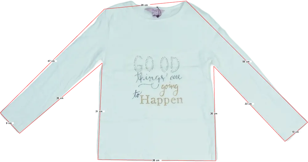 Fehér OVS Hosszú ujjú felső EU 134 / UK 9 év / US 9 év/L