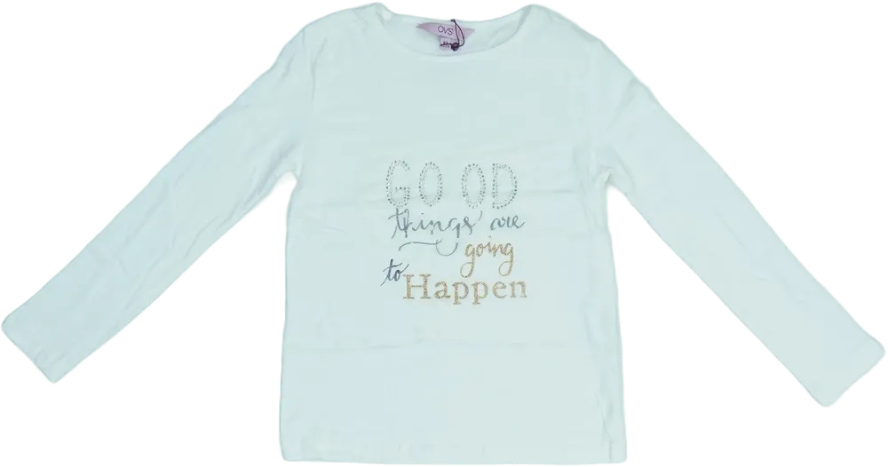 Fehér OVS Hosszú ujjú felső EU 134 / UK 9 év / US 9 év/L