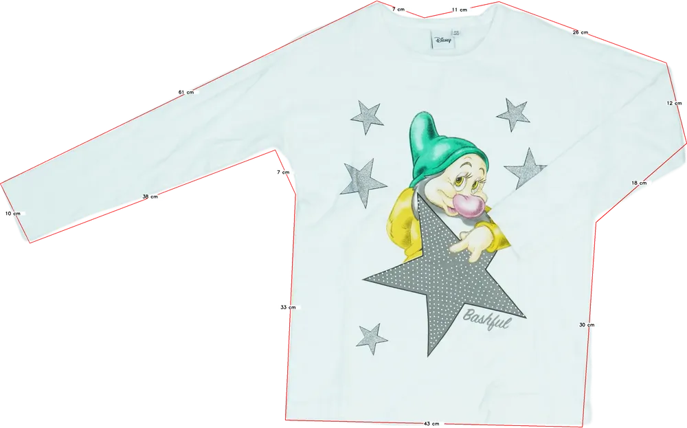 Fehér Disney Hosszú ujjú felső EU 152 / UK 12 év / US 12 év/L