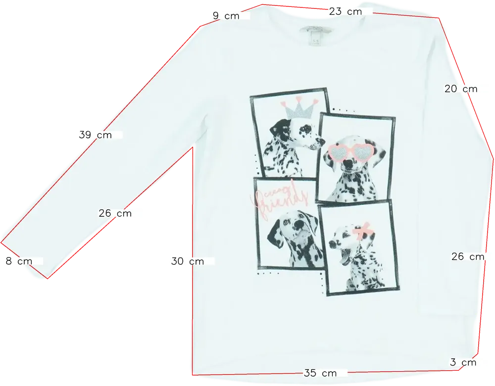 Fehér OVS Hosszú ujjú felső EU 116 / UK 6 év / US 6 év/S