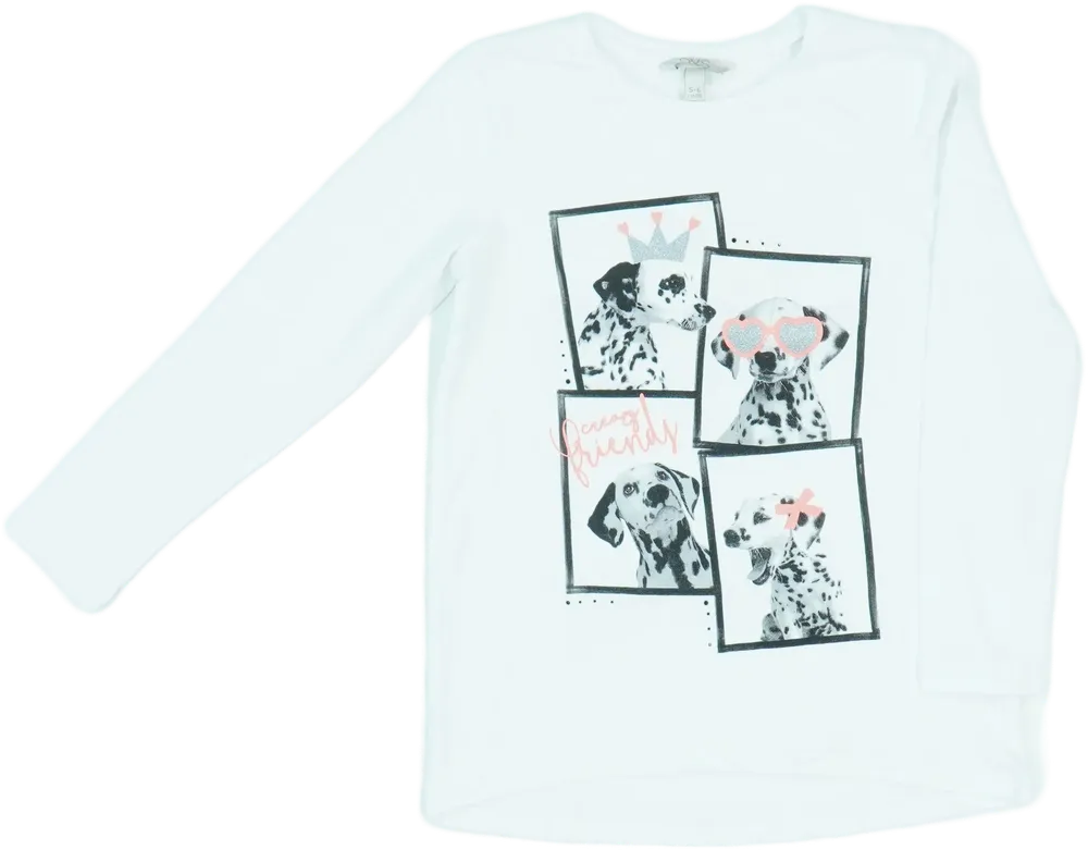 Fehér OVS Hosszú ujjú felső EU 116 / UK 6 év / US 6 év/S