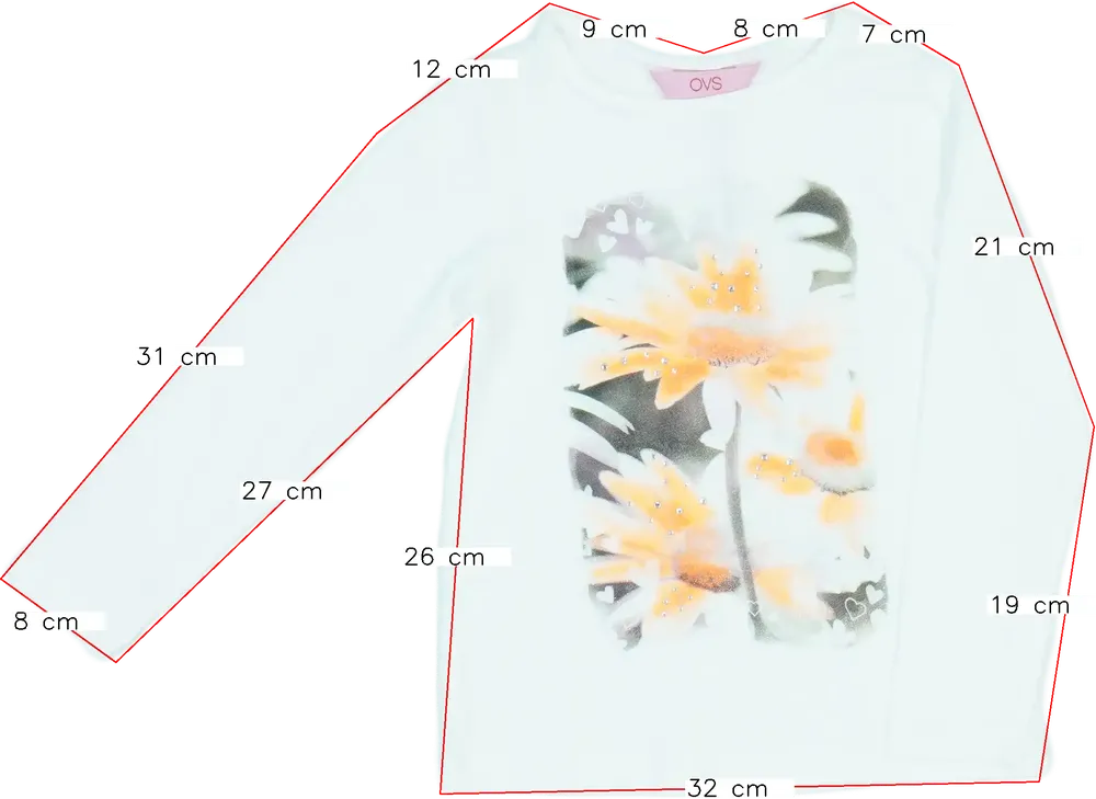 Fehér OVS Hosszú ujjú felső EU 104 / UK 4 év / US 4T/XS