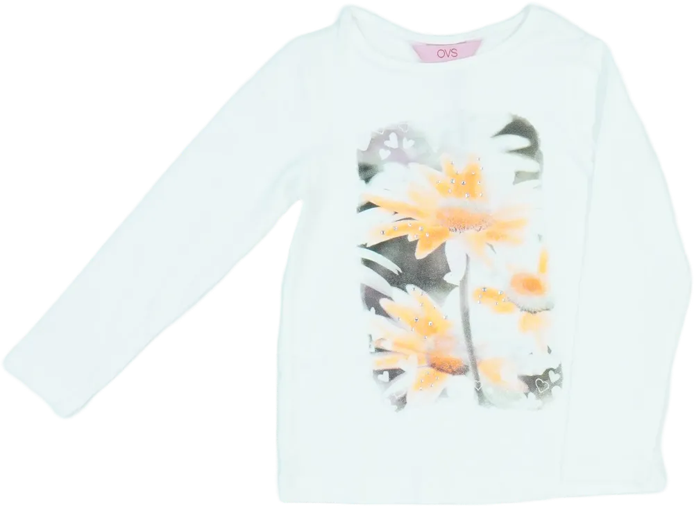 Fehér OVS Hosszú ujjú felső EU 104 / UK 4 év / US 4T/XS