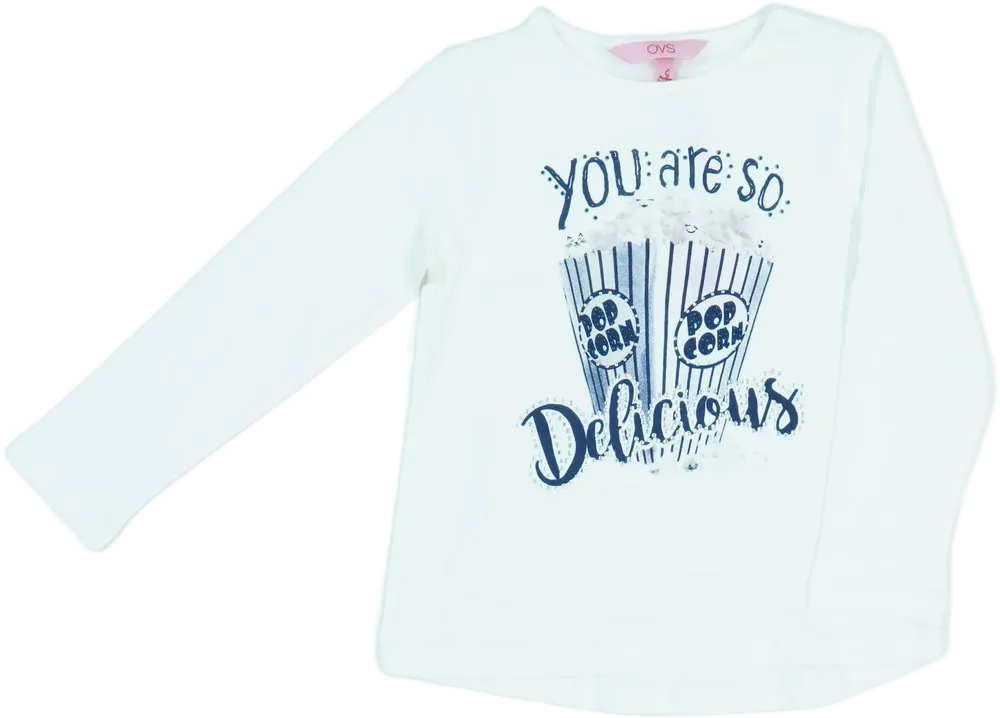 Fehér OVS Hosszú ujjú felső EU 110 / UK 5 év / US 5 év/XS