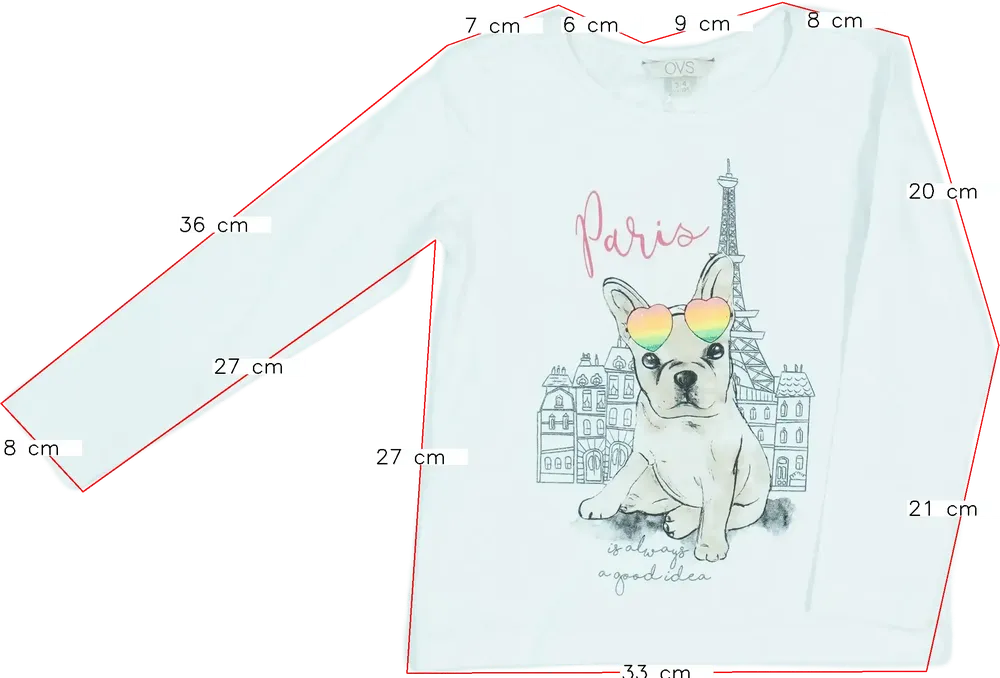 Fehér OVS Hosszú ujjú felső EU 104 / UK 4 év / US 4T/XS