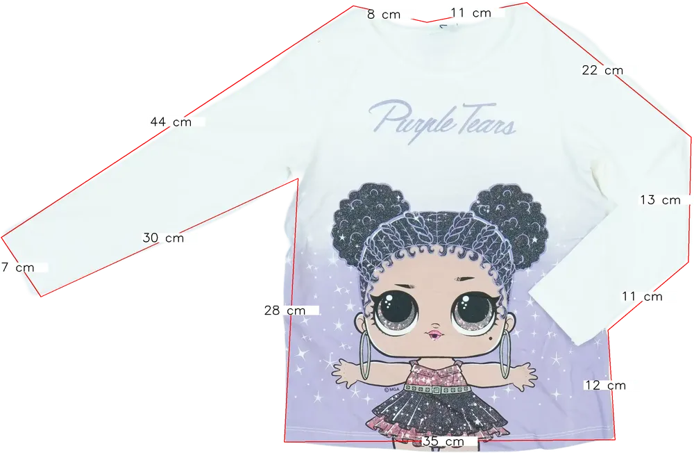 Fehér LOL Hosszú ujjú felső EU 116 / UK 6 év / US 6 év/S