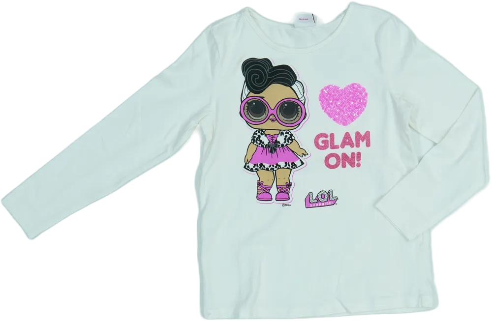 Fehér LOL Hosszú ujjú felső EU 122 / UK 7 év / US 7 év/M