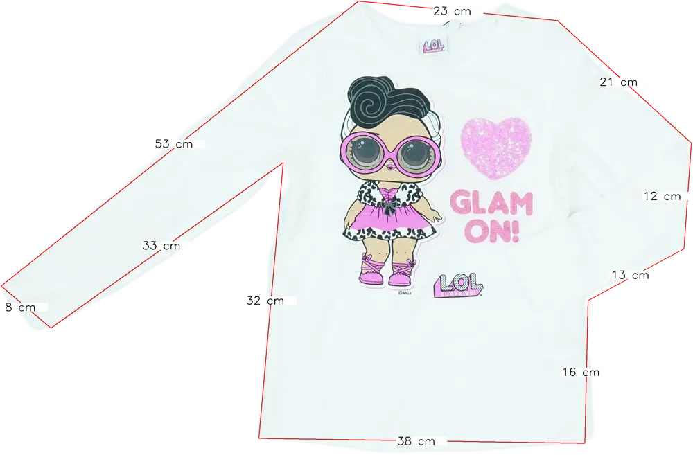 Fehér LOL Hosszú ujjú felső EU 134 / UK 9 év / US 9 év/L