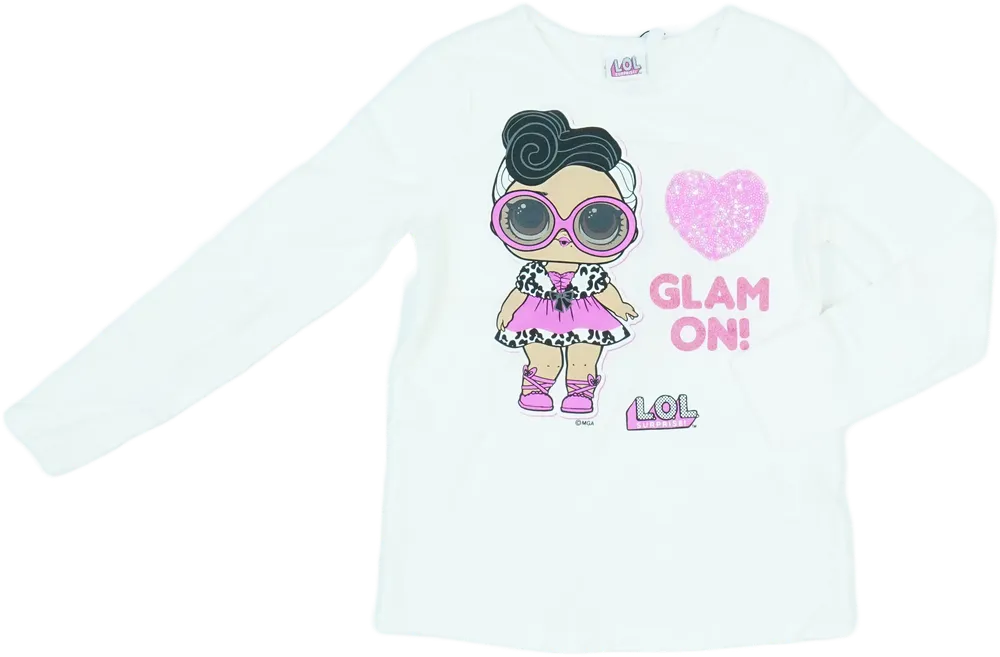 Fehér LOL Hosszú ujjú felső EU 134 / UK 9 év / US 9 év/L