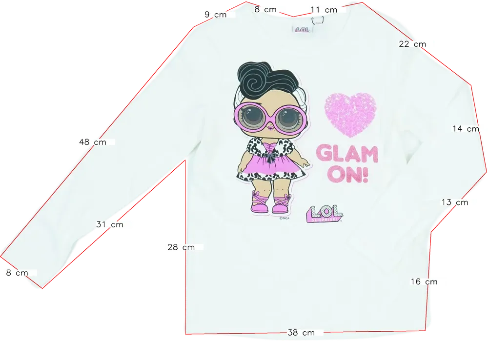 Fehér LOL Hosszú ujjú felső EU 140 / UK 10 év / US 10 év/L