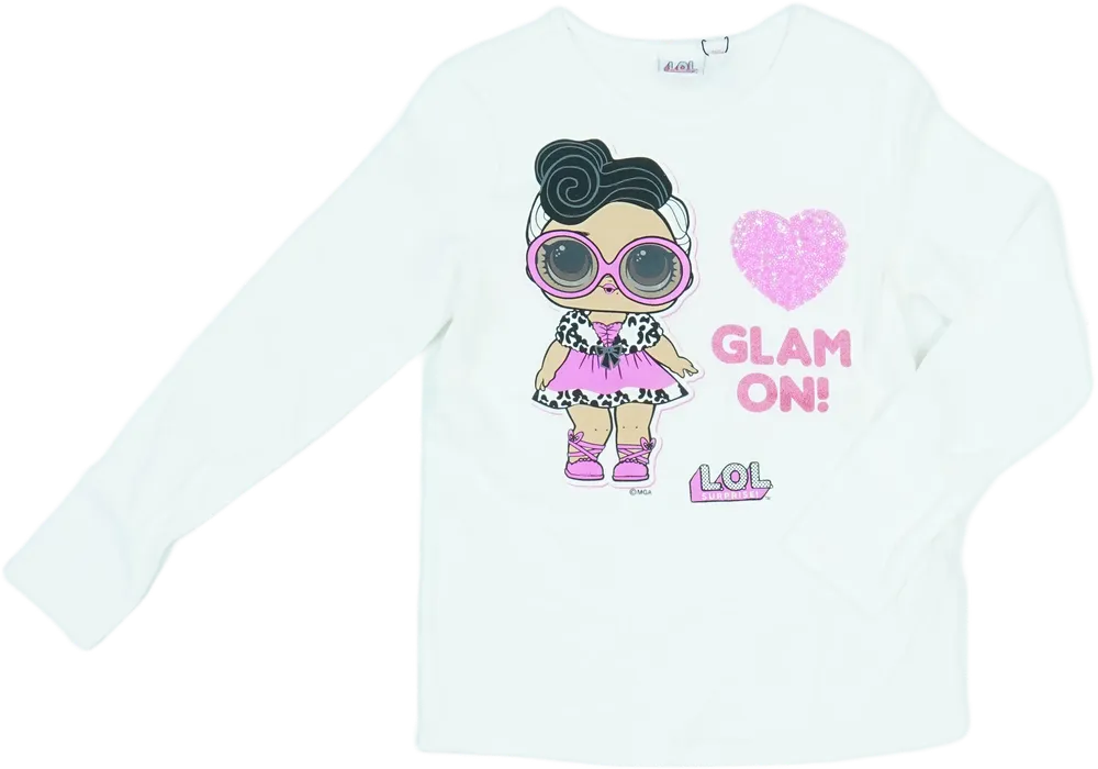 Fehér LOL Hosszú ujjú felső EU 140 / UK 10 év / US 10 év/L