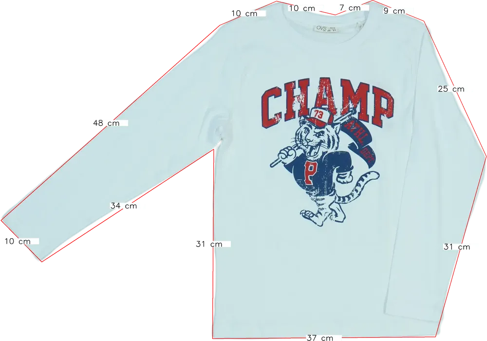 Fehér OVS Hosszú ujjú felső EU 134 / UK 9 év / US 9 év/L