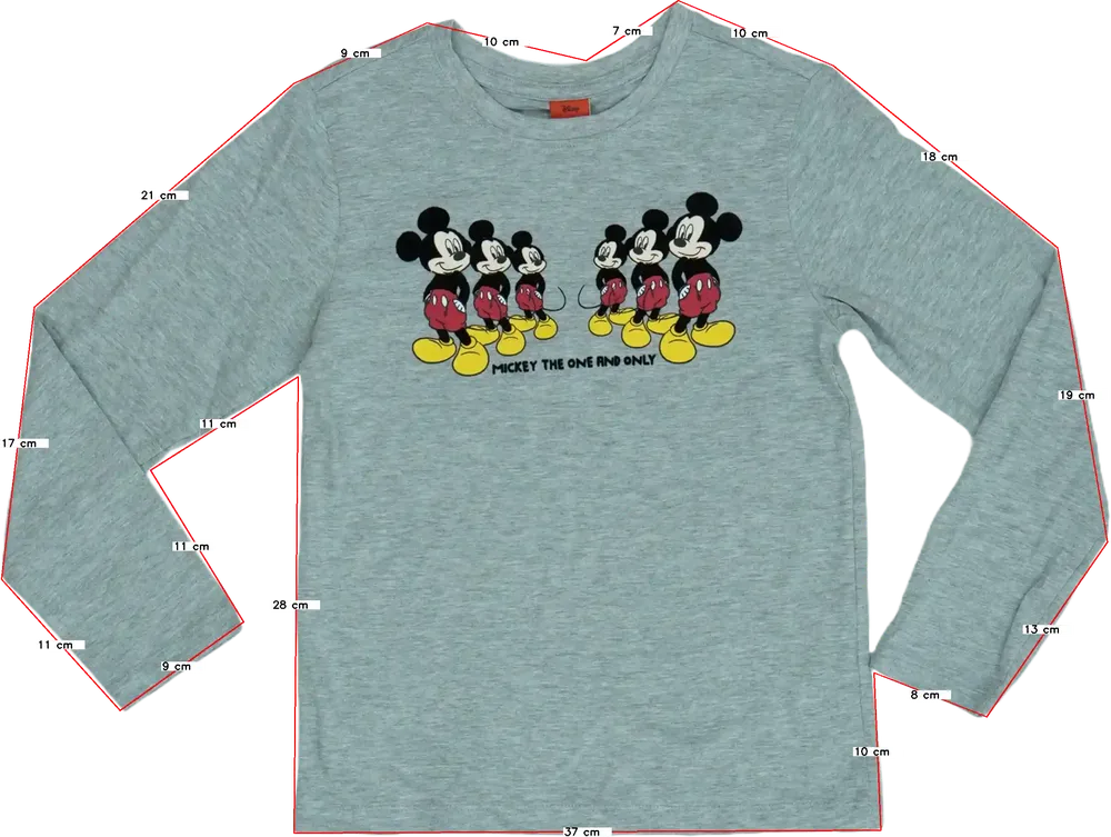 Szürke Disney Hosszú ujjú felső EU 128 / UK 8 év / US 8 év/M