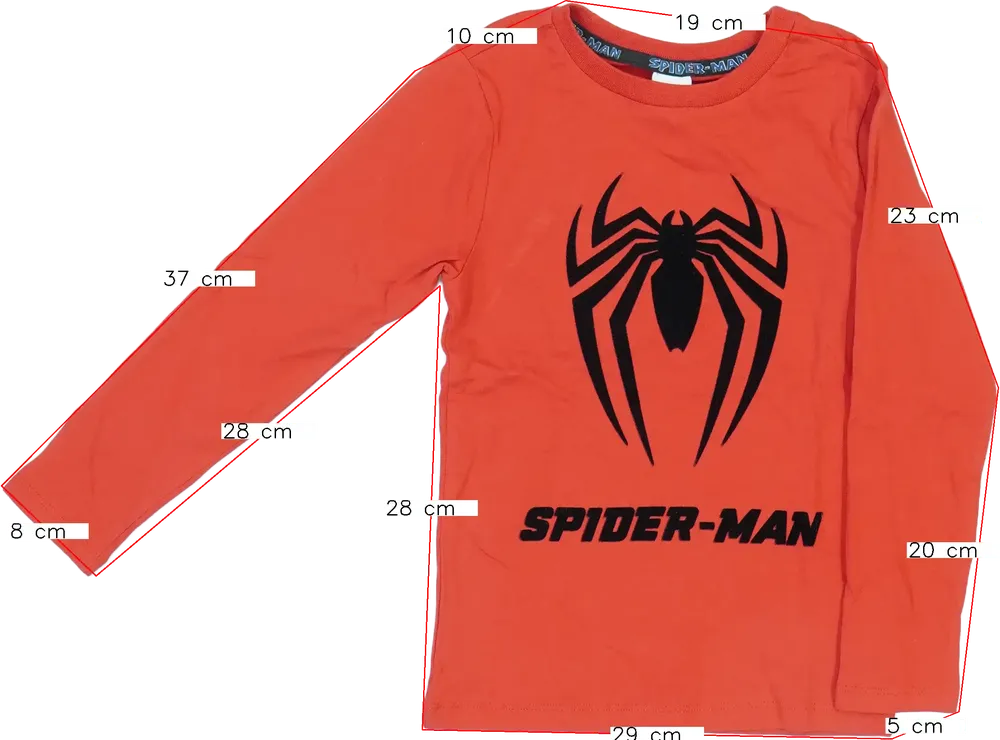 Piros Marvel Hosszú ujjú felső EU 104 / UK 4 év / US 4T/XS