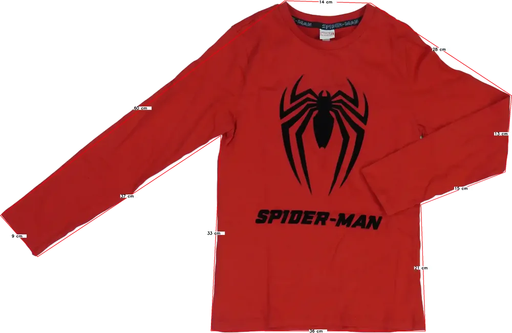 Piros Marvel Hosszú ujjú felső EU 134 / UK 9 év / US 9 év/L