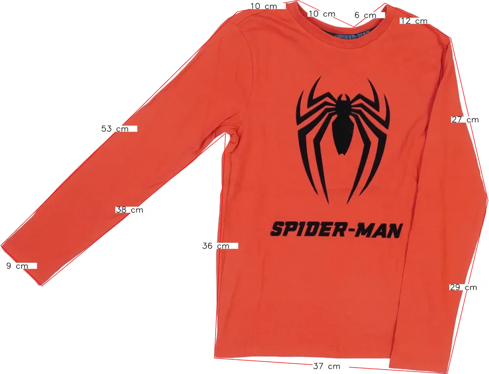 Piros Marvel Hosszú ujjú felső EU 140 / UK 10 év / US 10 év/L