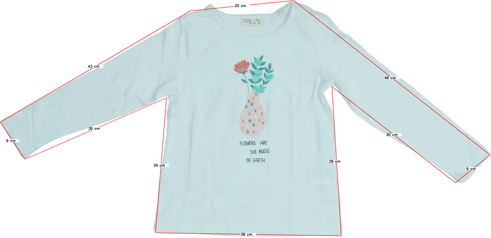 Fehér OVS Hosszú ujjú felső EU 116 / UK 6 év / US 6 év/S