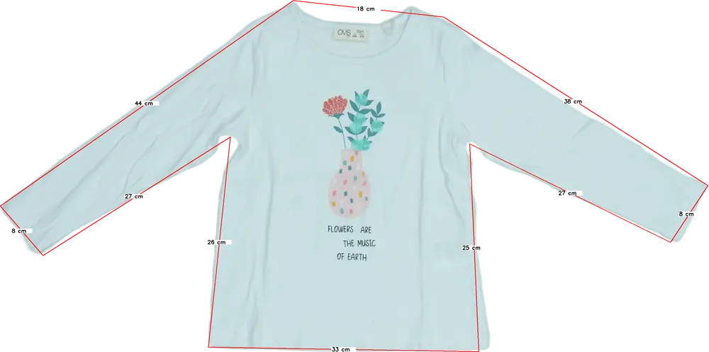 Fehér OVS Hosszú ujjú felső EU 122 / UK 7 év / US 7 év/M