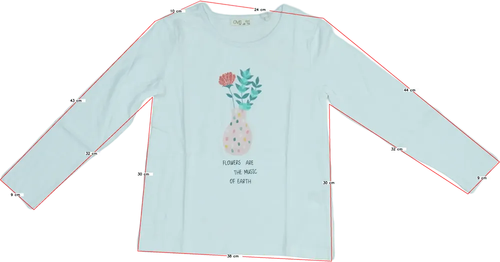 Fehér OVS Hosszú ujjú felső EU 128 / UK 8 év / US 8 év/M