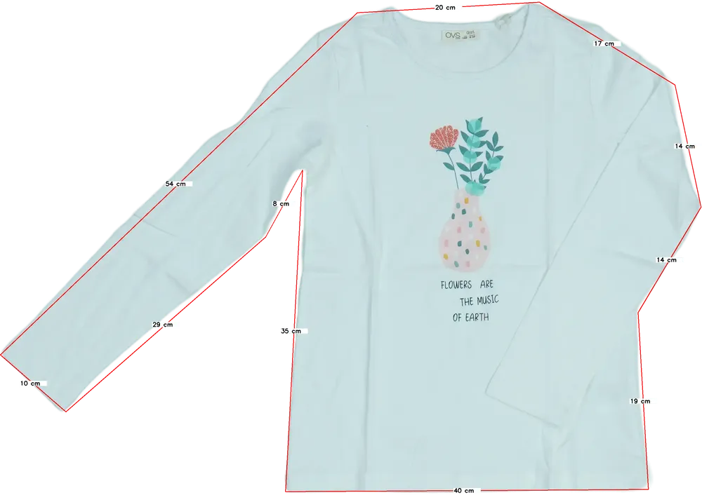 Fehér OVS Hosszú ujjú felső EU 104 / UK 4 év / US 4T/XS