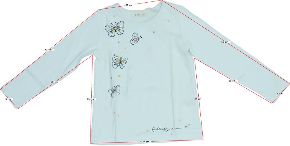 Fehér OVS Hosszú ujjú felső EU 122 / UK 7 év / US 7 év/M