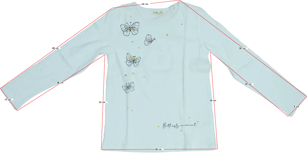 Fehér OVS Hosszú ujjú felső EU 140 / UK 10 év / US 10 év/L