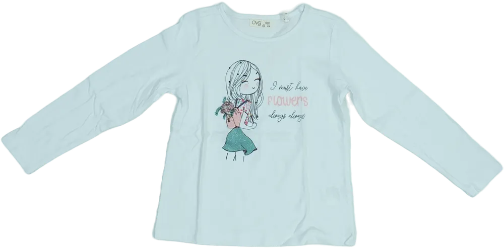 Fehér OVS Hosszú ujjú felső EU 116 / UK 6 év / US 6 év/S