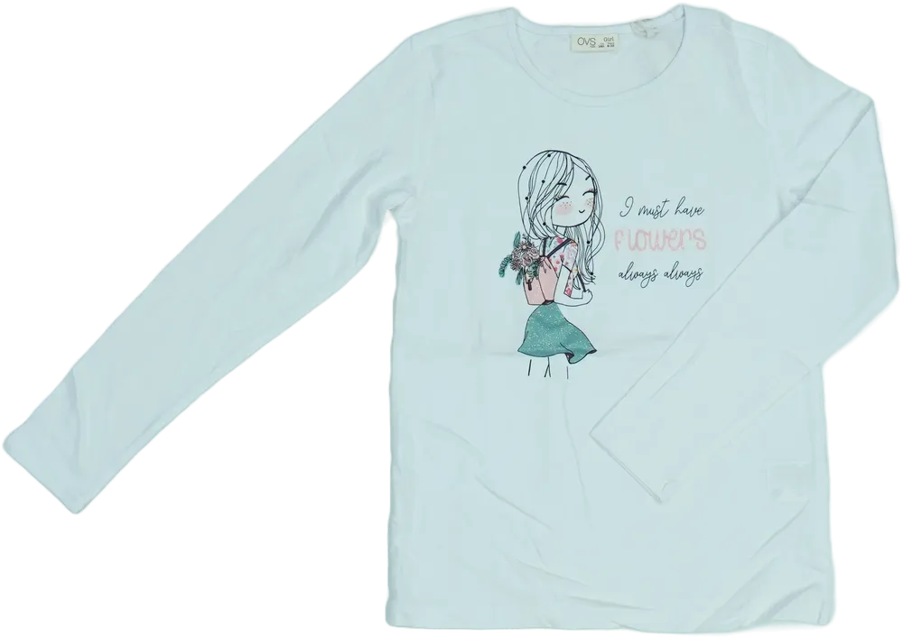 Fehér OVS Hosszú ujjú felső EU 140 / UK 10 év / US 10 év/L