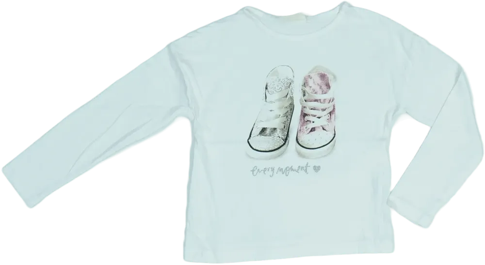 Fehér OVS Hosszú ujjú felső EU 110 / UK 5 év / US 5 év/XS