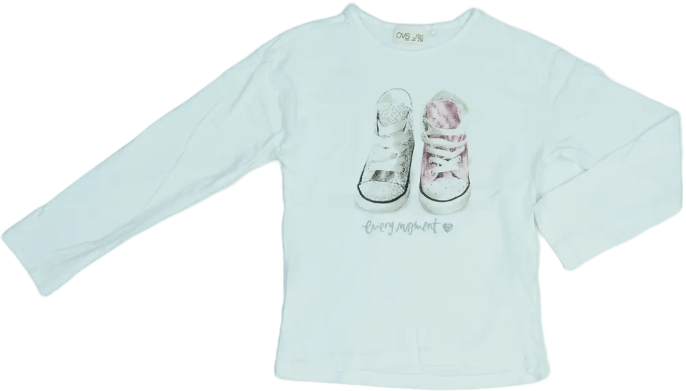 Fehér OVS Hosszú ujjú felső EU 140 / UK 10 év / US 10 év/L