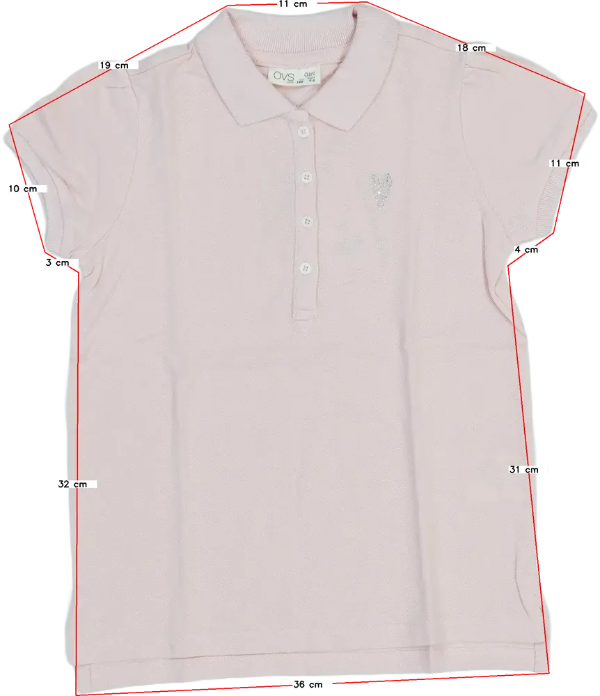 Rózsaszín OVS Galléros póló EU 128 / UK 8 év / US 8 év/M