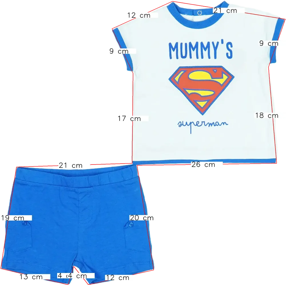 White Superman 2-piece set - Top &amp; Bottom EU 68 / UK 3-6 months / US 3-6 months