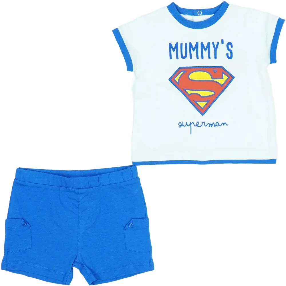 White Superman 2-piece set - Top &amp; Bottom EU 68 / UK 3-6 months / US 3-6 months