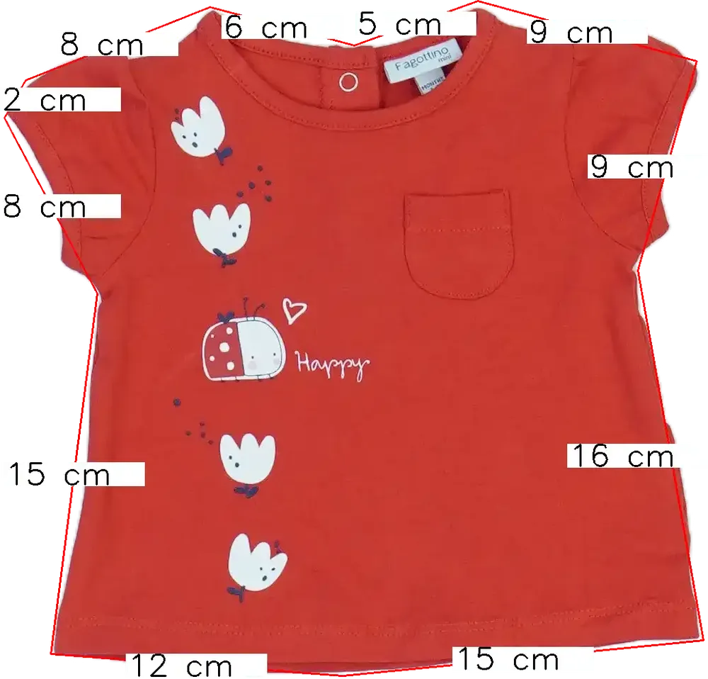 Piros OVS - Fagottino Póló EU 62 / UK 0-3 hónap / US 0-3 hónap