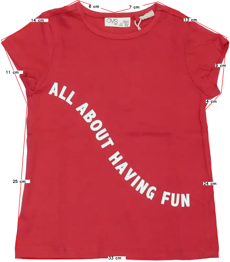 Piros OVS Póló EU 104 / UK 4 év / US 4T/XS