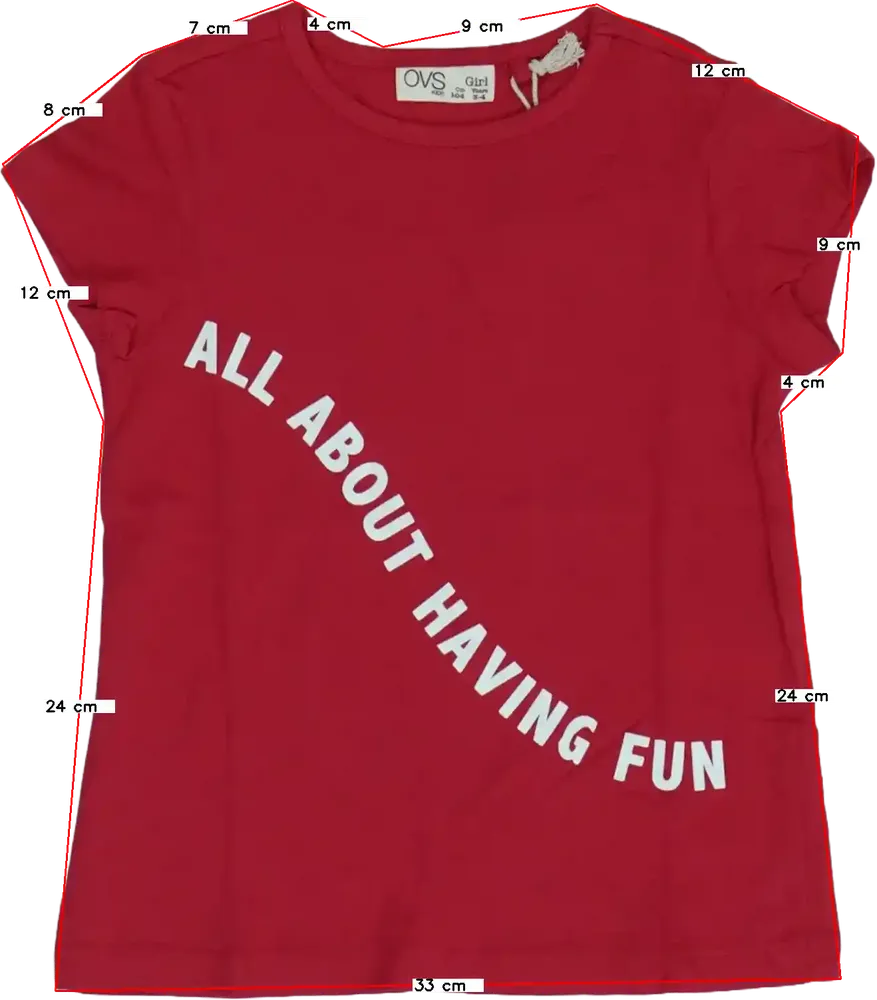 Piros OVS Póló EU 134 / UK 9 év / US 9 év/L