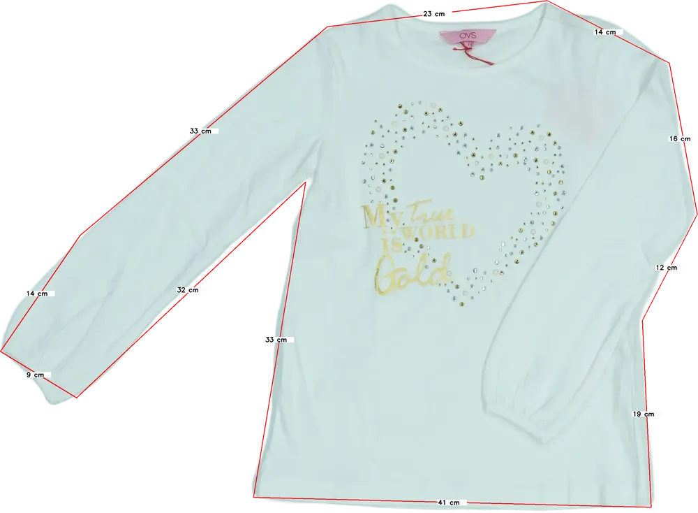 Fehér OVS Hosszú ujjú felső EU 128 / UK 8 év / US 8 év/M