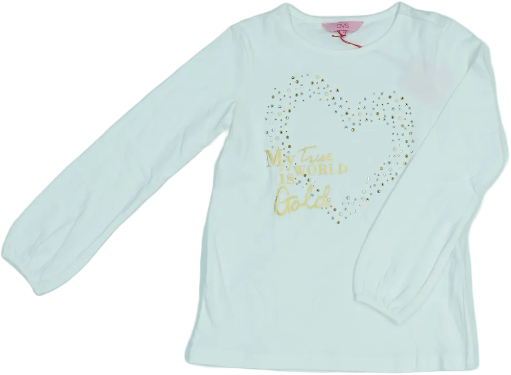 Fehér OVS Hosszú ujjú felső EU 128 / UK 8 év / US 8 év/M