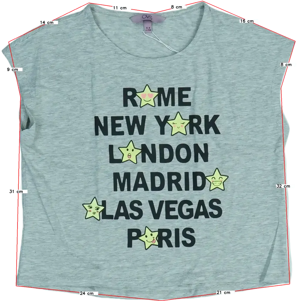 Szürke OVS Póló EU 134 / UK 9 év / US 9 év/L