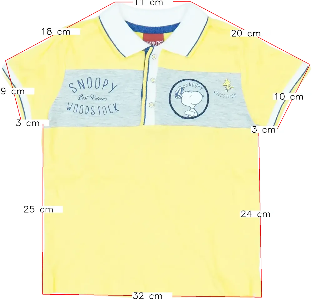 Sárga Peanuts Galléros póló EU 98 / UK 3 év / US 3T