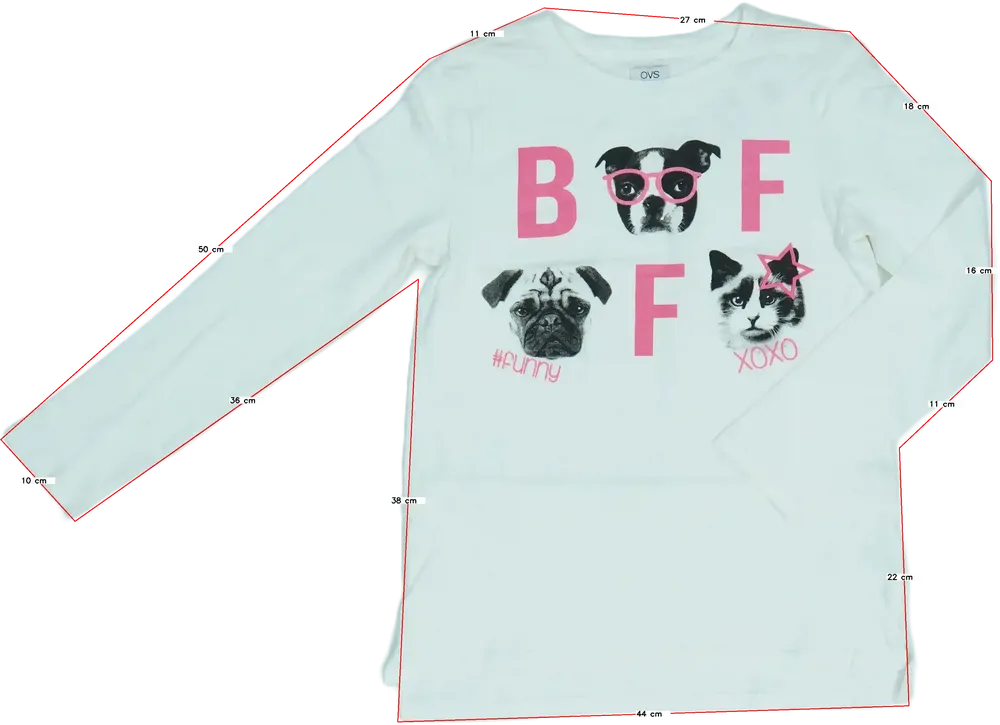 Fehér OVS Hosszú ujjú felső EU 158 / UK 13 év / US 14 év/XL