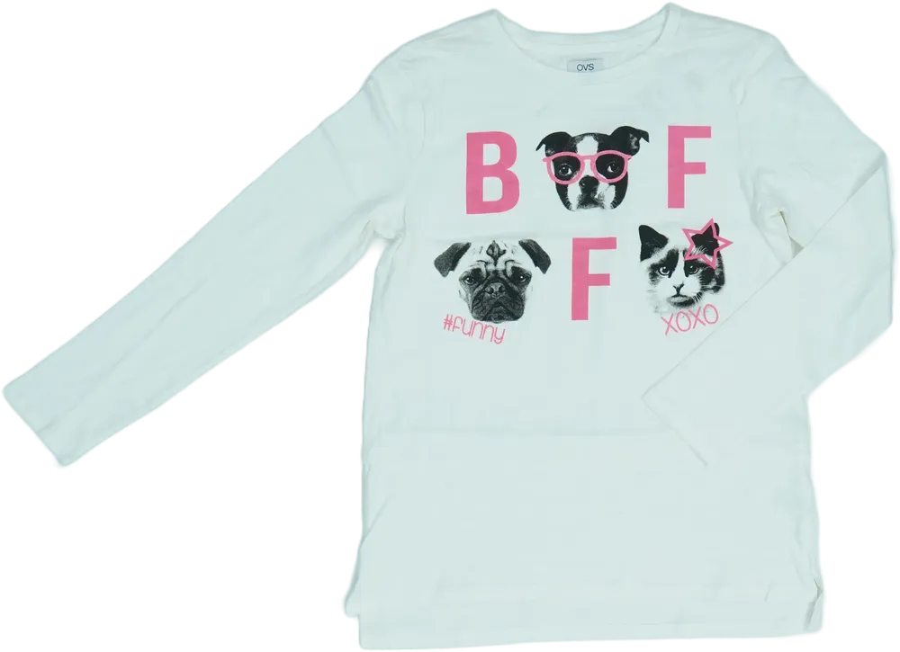 Fehér OVS Hosszú ujjú felső EU 158 / UK 13 év / US 14 év/XL