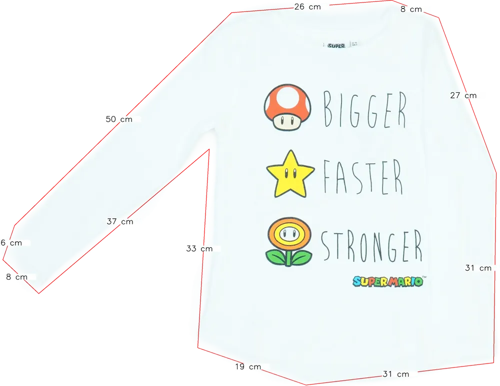 White Super Mario Long sleeve top EU 158 / UK 13 years / US 14 years/XL