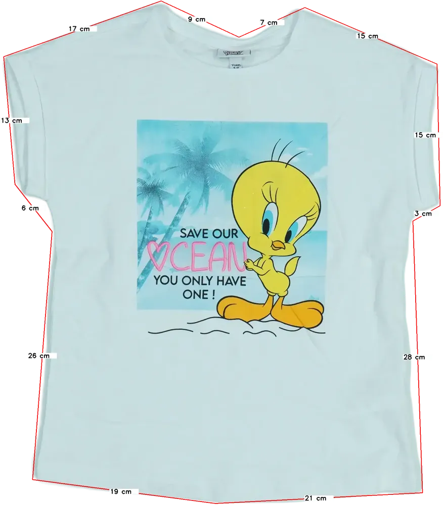 Fehér Looney Tunes Póló EU 128 / UK 8 év / US 8 év/M