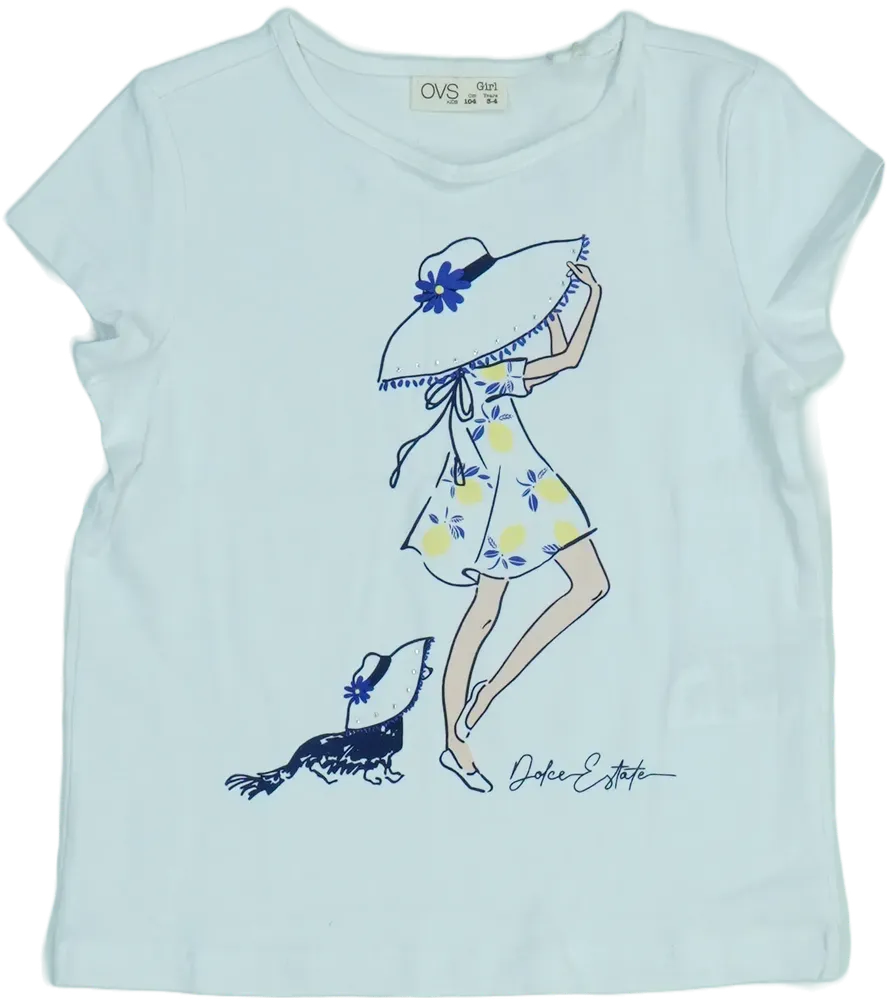 Fehér OVS Póló EU 104 / UK 4 év / US 4T/XS