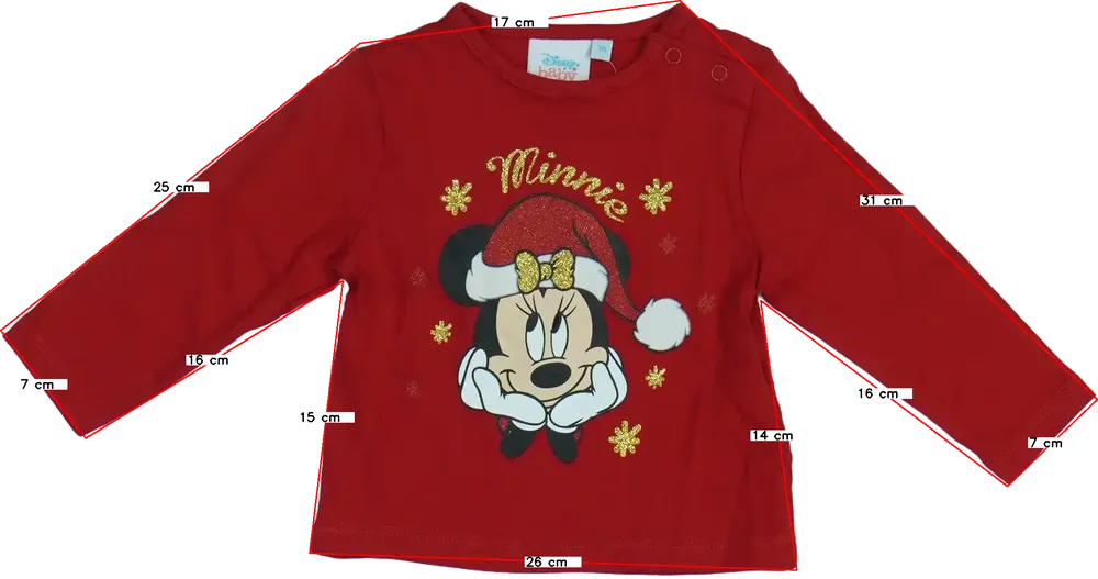 Piros Disney Hosszú ujjú felső EU 74 / UK 6-9 hónap / US 6-9 hónap