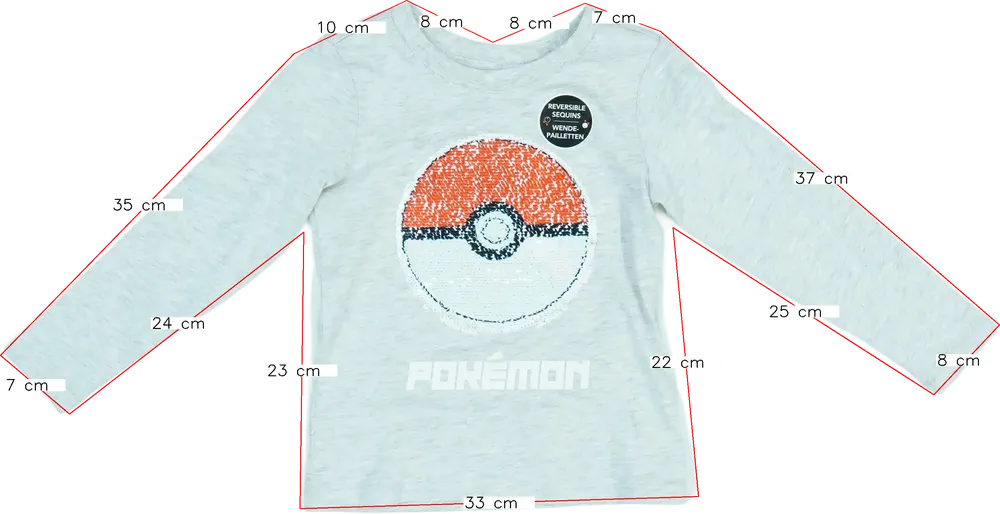 Szürke Pokémon Hosszú ujjú felső EU 104 / UK 4 év / US 4T/XS