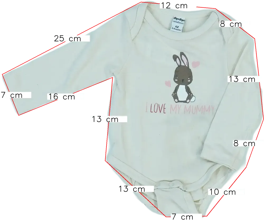 Barna DopoDopo Hosszú ujjú body EU 62 / UK 0-3 hónap / US 0-3 hónap